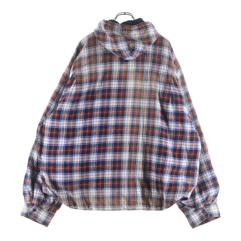 BALENCIAGA(バレンシアガ) 23SS BLEACHED FLANNEL HOODED JACKET ヴィンテージ加工 ブリーチドチェックフランネルジャケット ブルゾン レッド 699223 TMM05