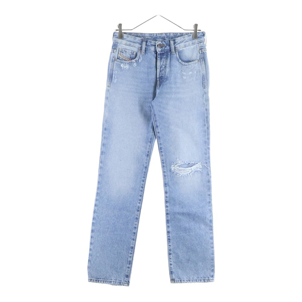 DIESEL(ディーゼル) 1989 D-MINE DENIM PANTS A12338 フロントダメージ加工 ストレートデニムパンツ インディゴ レディース