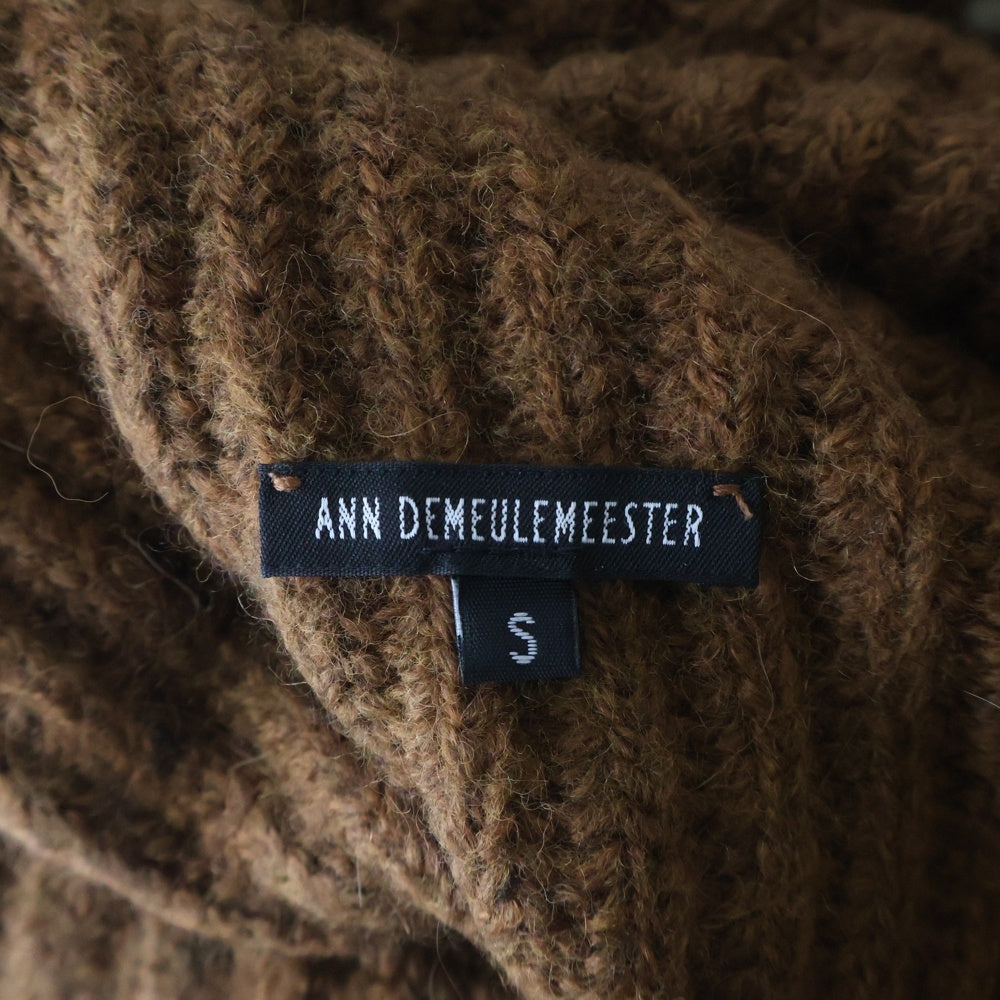 ANN DEMEULEMEESTER(アンドゥムルメステール) アルパカ ウール ハイネックニットセーター ブラウン/ブラック