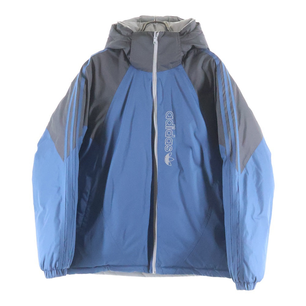 adidas(アディダス) ロゴ リバーシブル ダウンジャケット フーディ ブルー/グレー IU4828
