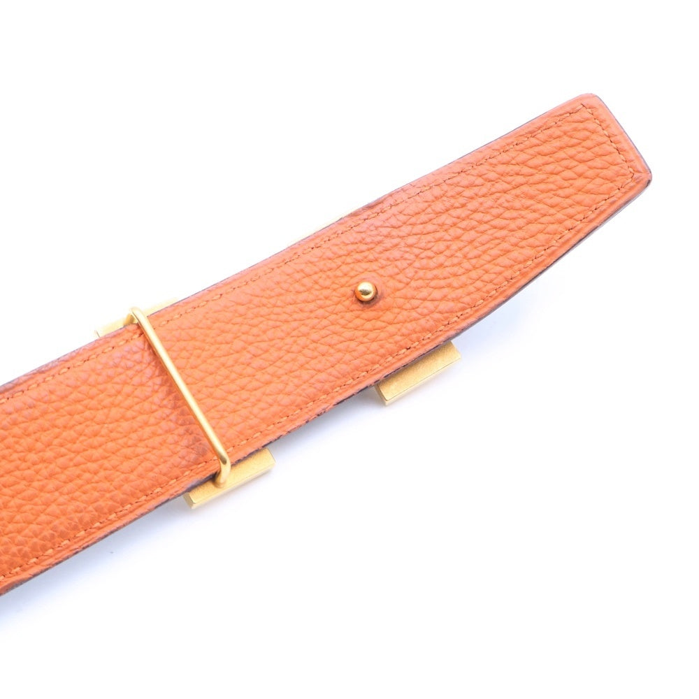 HERMES(エルメス) コンスタンス Hバックル Y刻印 ゴールド金具 レザー ベルト ブラック/オレンジ レディース