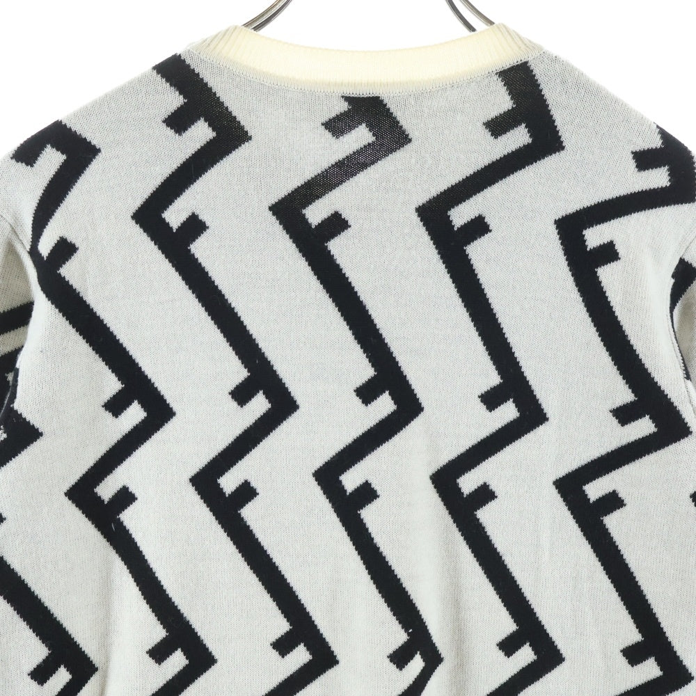 FENDI(フェンディ) FF柄 クルーネックニットセーター ホワイト レディース FZZ489 A93S