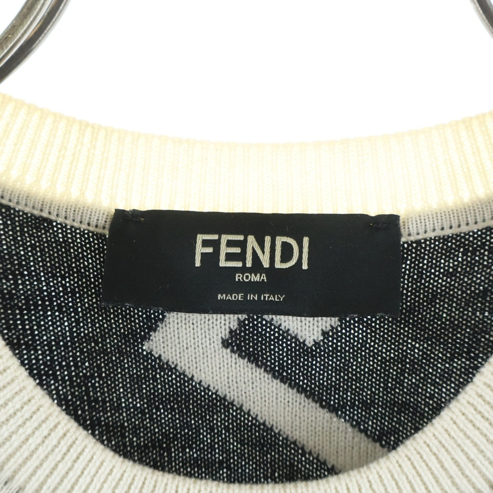 FENDI(フェンディ) FF柄 クルーネックニットセーター ホワイト レディース FZZ489 A93S