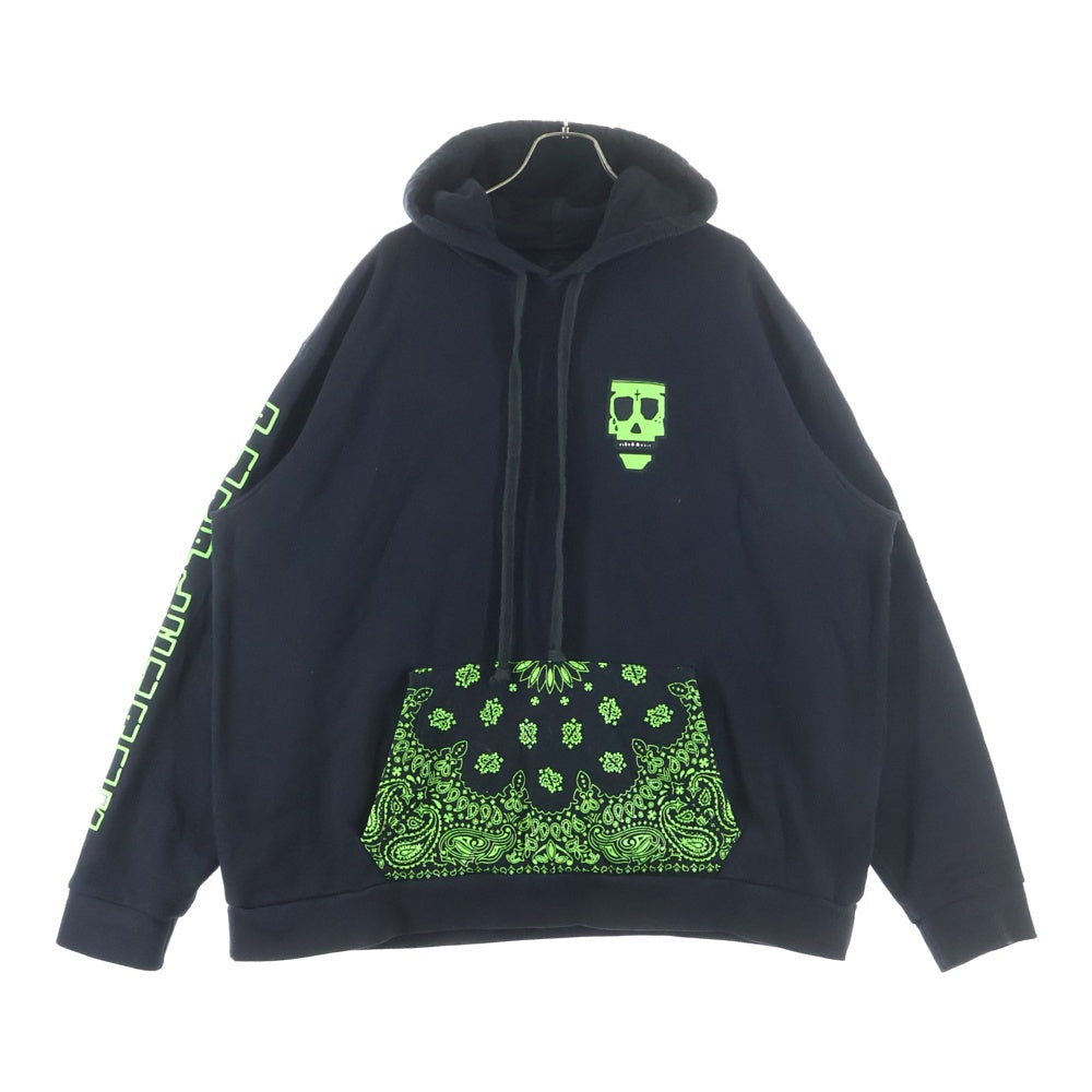 CHROME HEARTS(クロムハーツ) ×Purplehaus MONKPUNK HD PLVR パープルハウス モンクパンク バンダナ プリント プルオーバーパーカー フーディ ブラック/グリーン