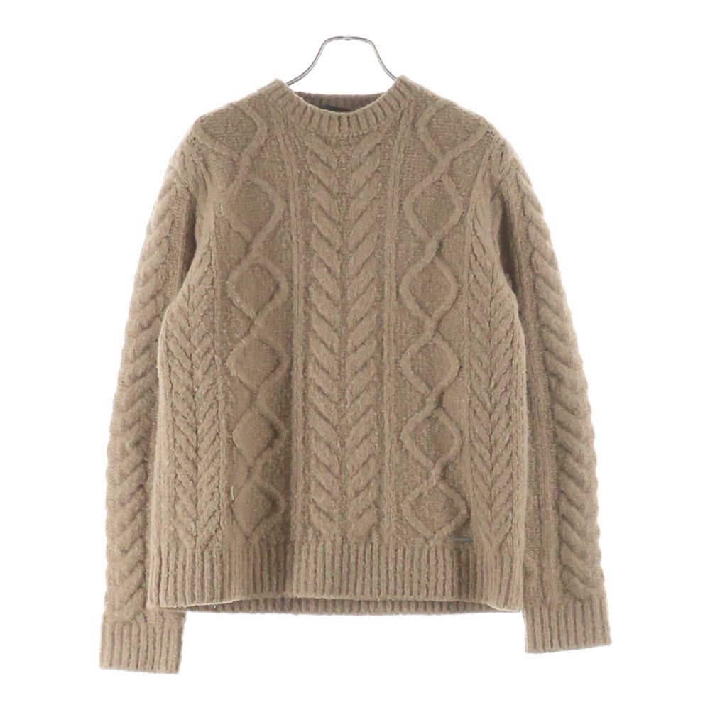DSQUARED2(ディースクエアード) 15AW フロントワンポイントロゴプレートケーブルニットセーター ブラウン S74HA0618