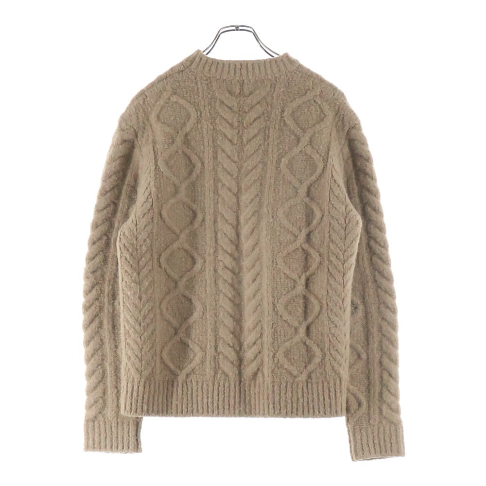 DSQUARED2(ディースクエアード) 15AW フロントワンポイントロゴプレートケーブルニットセーター ブラウン S74HA0618