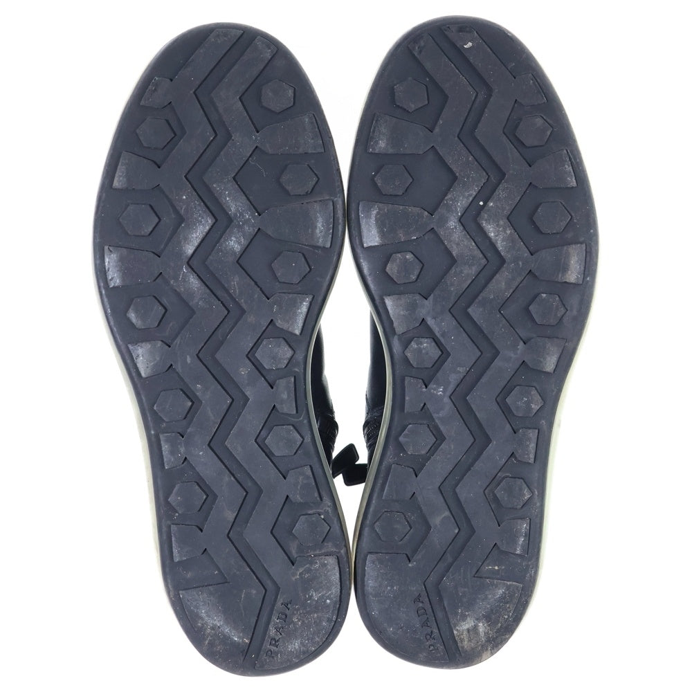 PRADA(プラダ) サイドジップ レザーロゴ エアソールハイカットスニーカー ブラック