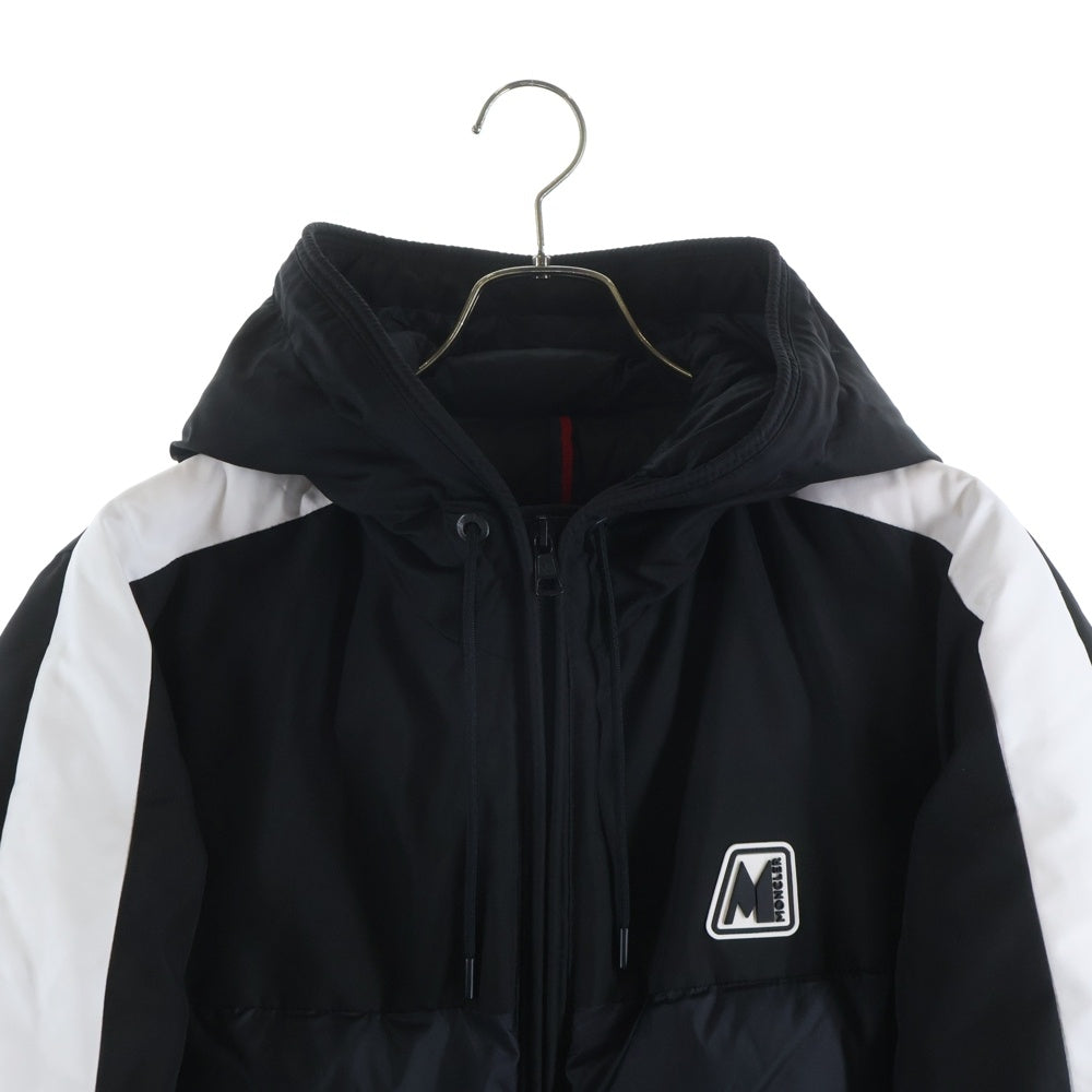 MONCLER(モンクレール) 20AW PERNON F20911B52900 パーノン 袖ライン フロントワンポイントラバーロゴ ジップアップダウンジャケット ブラック