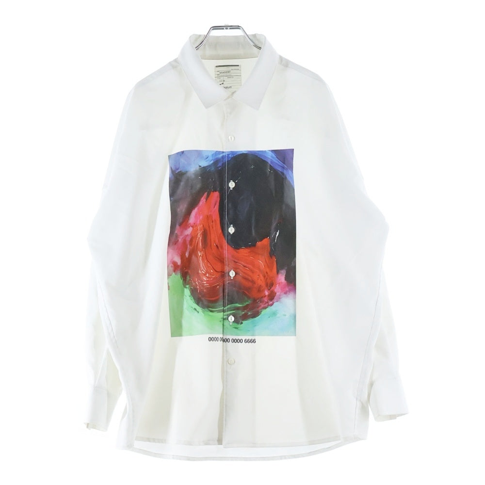 SHAREEF(シャリーフ) 22SS PAINT L/S SHIRTS 22313022 フロントペイントプリント 長袖シャツ ホワイト