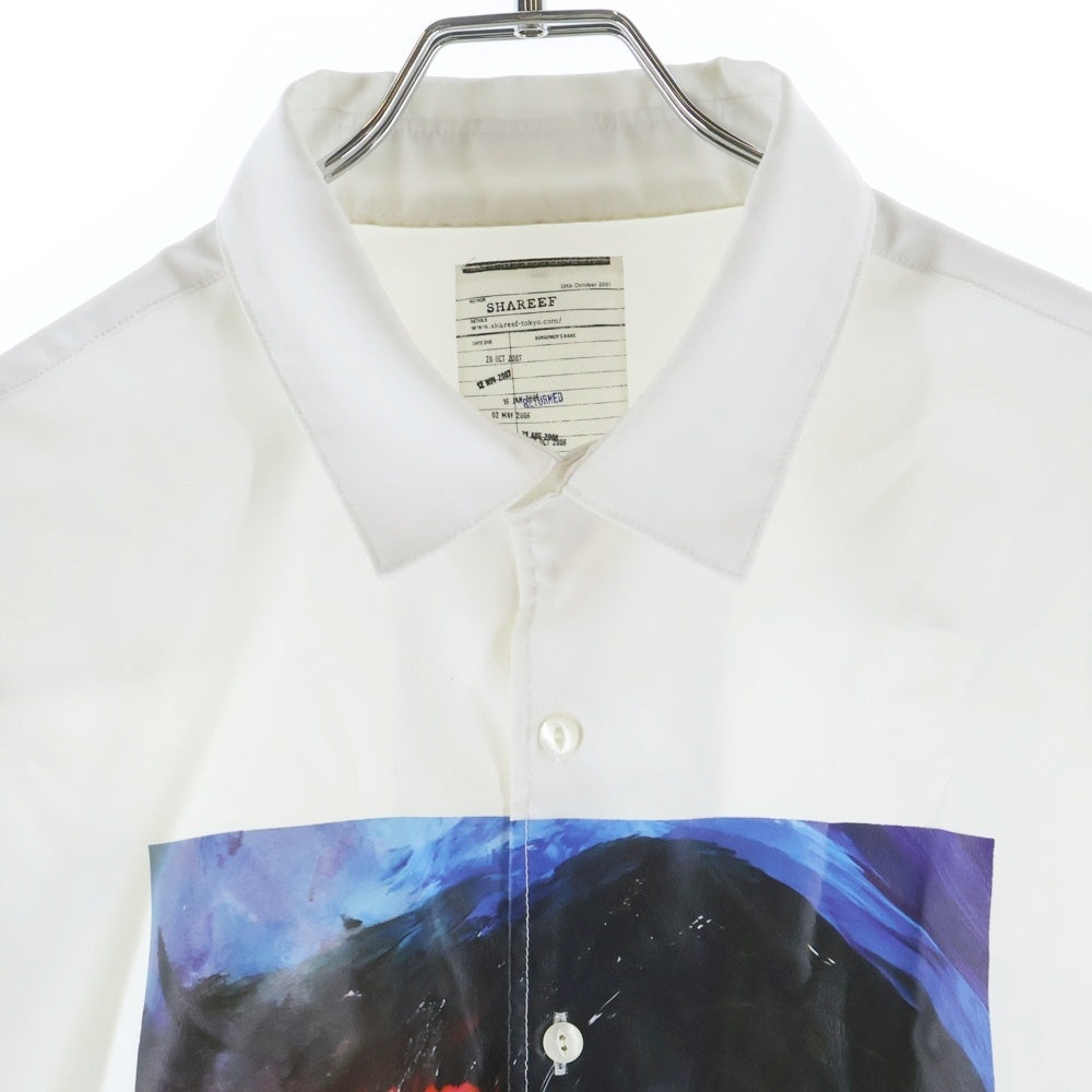 SHAREEF(シャリーフ) 22SS PAINT L/S SHIRTS 22313022 フロントペイントプリント 長袖シャツ ホワイト