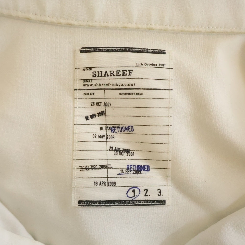 SHAREEF(シャリーフ) 22SS PAINT L/S SHIRTS 22313022 フロントペイントプリント 長袖シャツ ホワイト