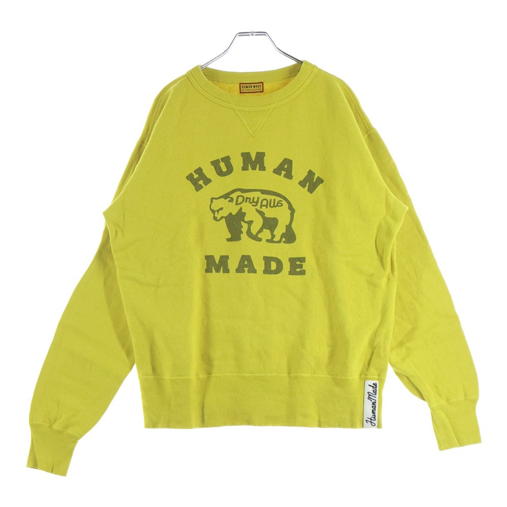 HUMAN MADE(ヒューマンメイド) TSURIAMI SWEATSHIRT ツリアミ ロゴプリント クルーネックスウェットトレーナー イエロー HM30CS028