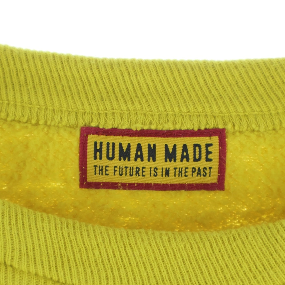 HUMAN MADE(ヒューマンメイド) TSURIAMI SWEATSHIRT ツリアミ ロゴプリント クルーネックスウェットトレーナー イエロー HM30CS028