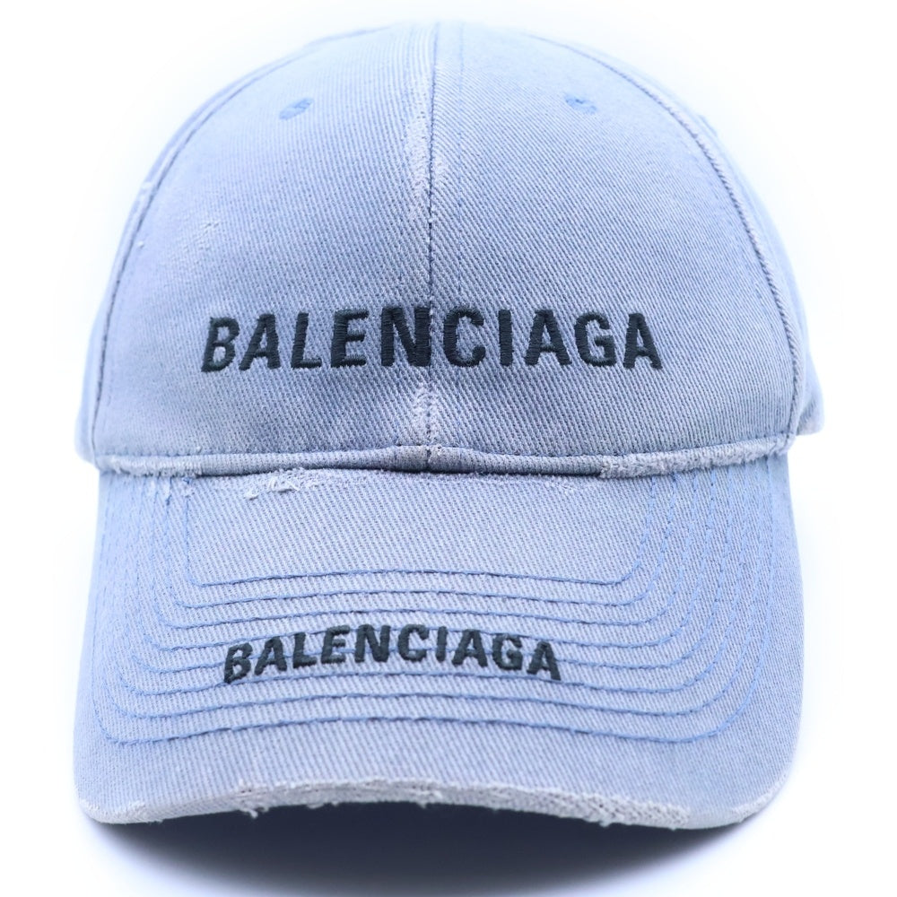 BALENCIAGA(バレンシアガ) ロゴ刺繍 ダメージ加工 キャップ 帽子