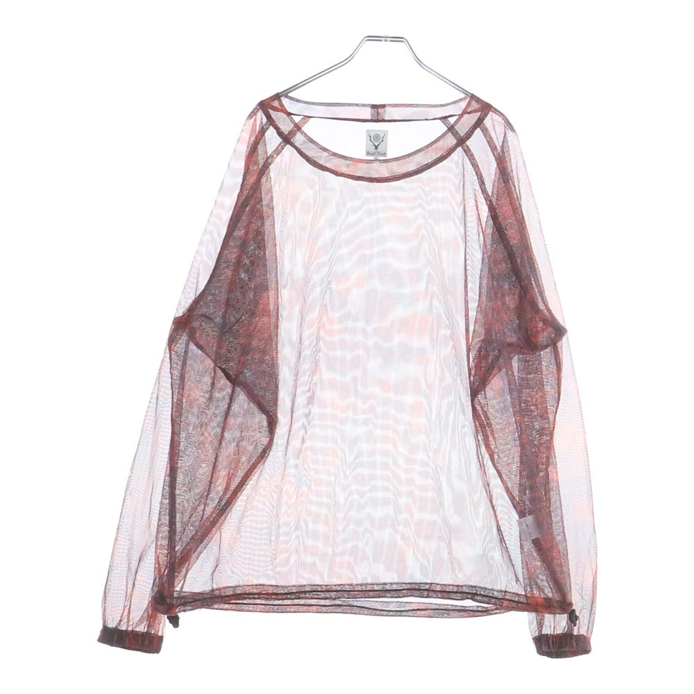 SOUTH2 WEST8(サウス2ウエスト8) 23SS Bush Crew Neck Shirt Lightweight Mesh クルーネックブッシュ クルーネック長袖Tシャツカットソー ロングスリーブ ロンT レッド MR689
