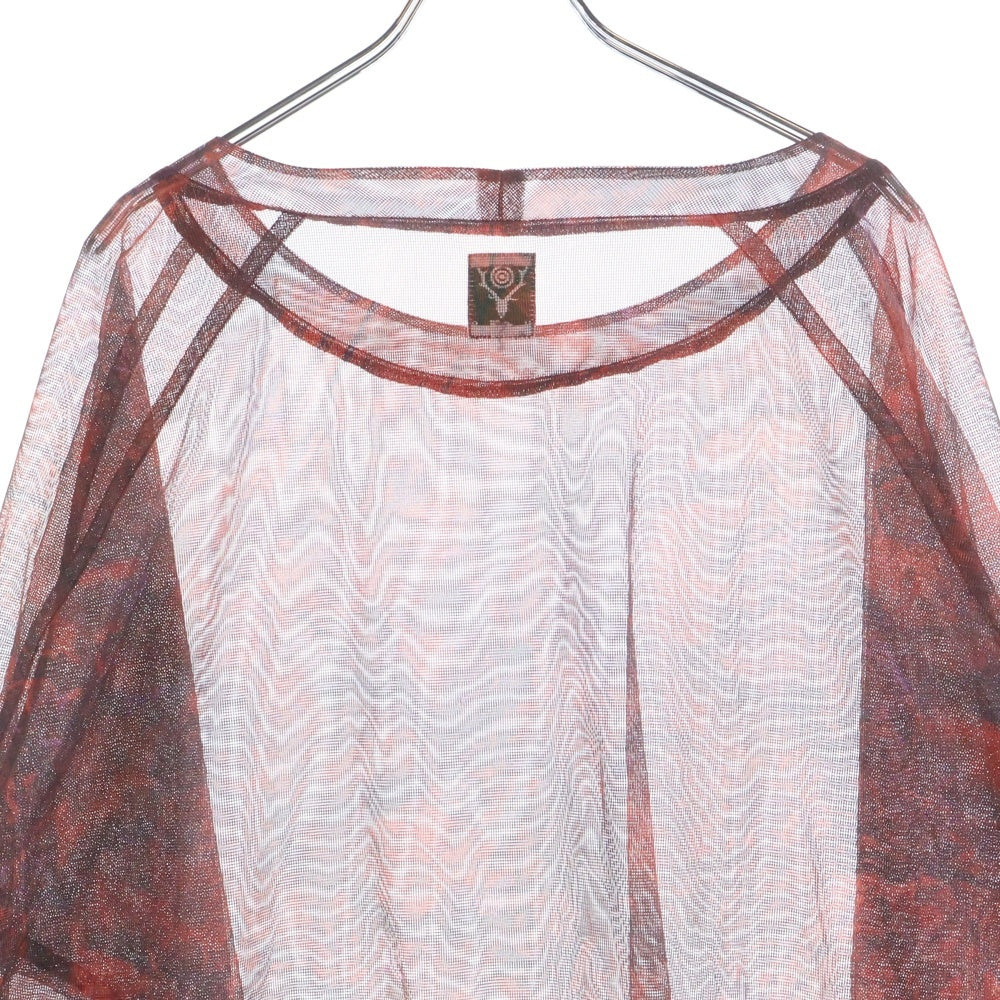 SOUTH2 WEST8(サウス2ウエスト8) 23SS Bush Crew Neck Shirt Lightweight Mesh クルーネックブッシュ クルーネック長袖Tシャツカットソー ロングスリーブ ロンT レッド MR689