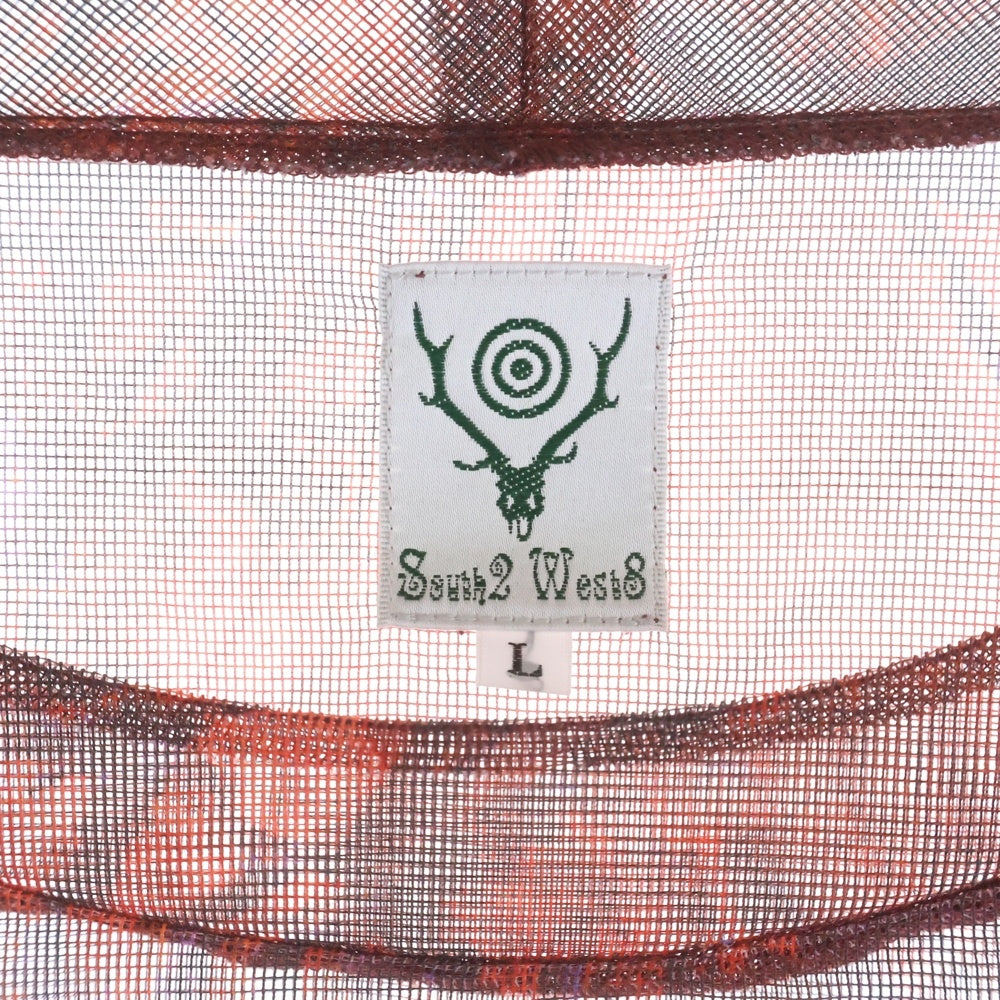 SOUTH2 WEST8(サウス2ウエスト8) 23SS Bush Crew Neck Shirt Lightweight Mesh クルーネックブッシュ クルーネック長袖Tシャツカットソー ロングスリーブ ロンT レッド MR689