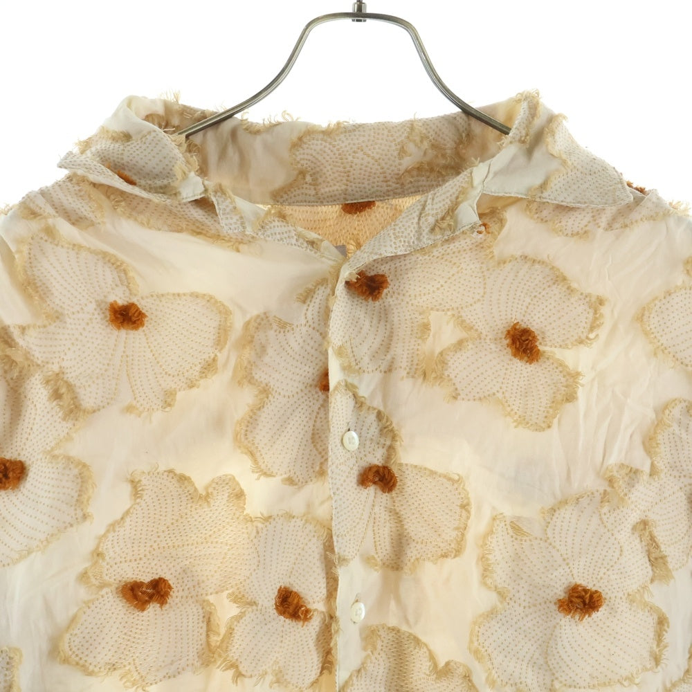 AiE(エーアイイー) Painter Shirt-CU/PE/C Floral Cut Jq MR976 総柄フラワー刺繍 長袖シャツ ベージュ