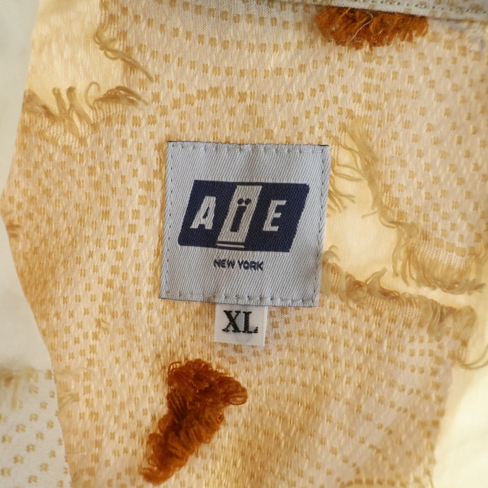 AiE(エーアイイー) Painter Shirt-CU/PE/C Floral Cut Jq MR976 総柄フラワー刺繍 長袖シャツ ベージュ