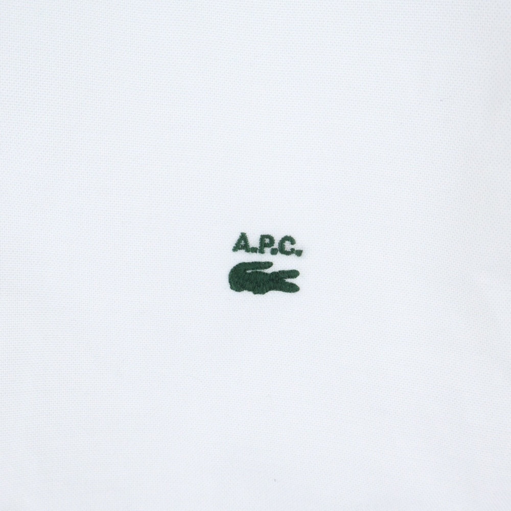 LACOSTE(ラコステ) ×A.P.C. Cotton Shirt CF6699 アーペーセー フロントワンポイントロゴ刺繍 コットン長袖シャツ ホワイト