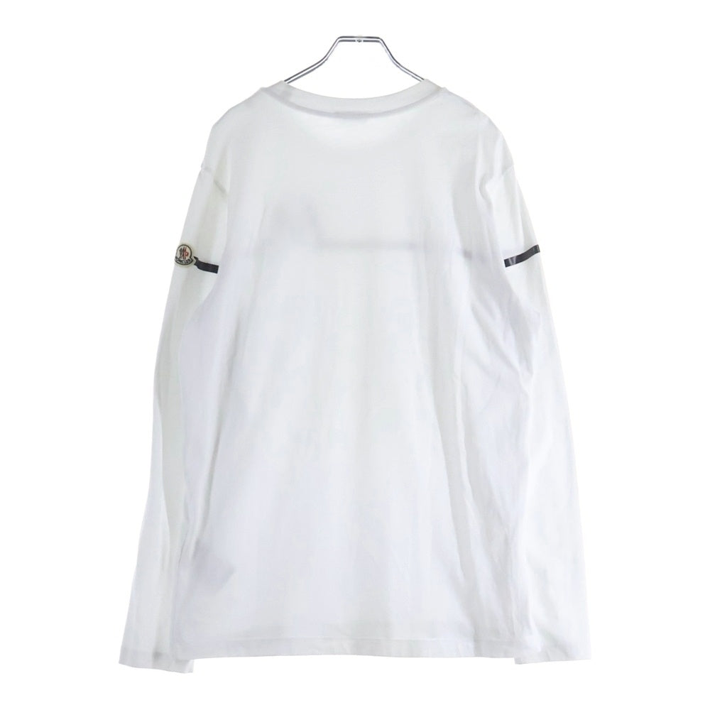 MONCLER(モンクレール) LS TSHIRT H20918D00003 8390T フロントラバーロゴプリント クルーネック長袖Tシャツカットソー ロンT ホワイト