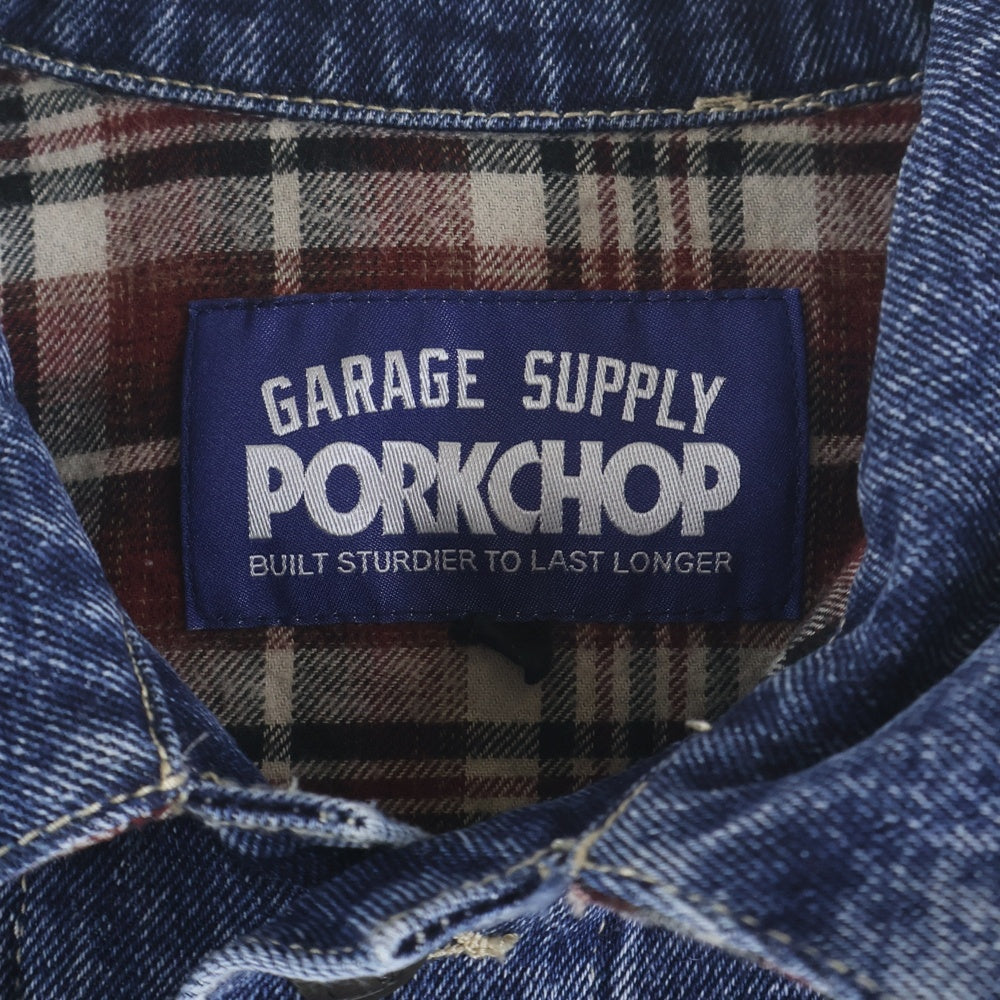 PORKCHOP(ポークチョップ) フロントロゴ刺繍ワッペン デニムトラッカージャケット インディゴ