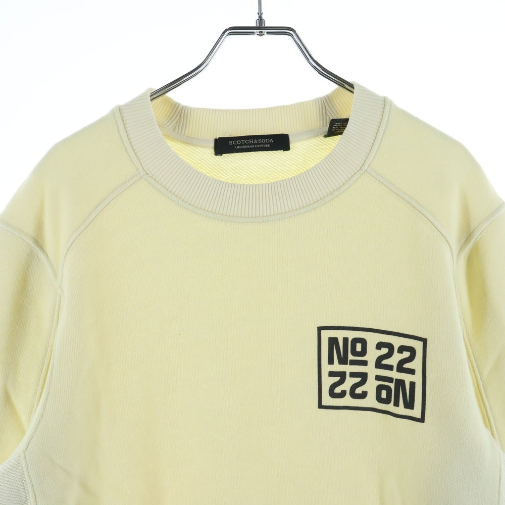 SCOTCH&SODA(スコッチ アンド ソーダ) 19AW No.22 PRINT SWEATSHIRT 152230-19-FWMM-D40 フロントロゴプリント クルーネック長袖スウェットトレーナー ベージュ