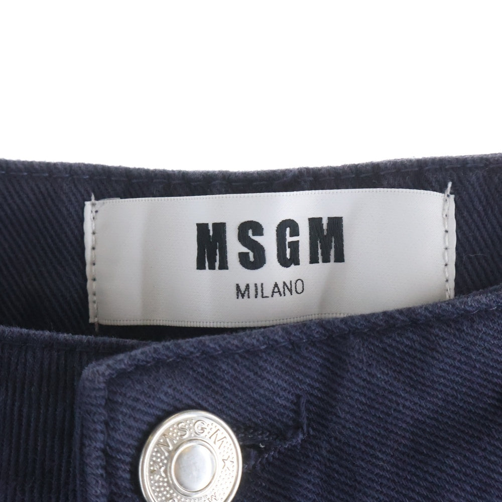MSGM(エムエスジーエム) STRAIGHT DENIM PANTS 2541MDP49L ロゴ刺繍ストレートデニムパンツ ネイビー レディース