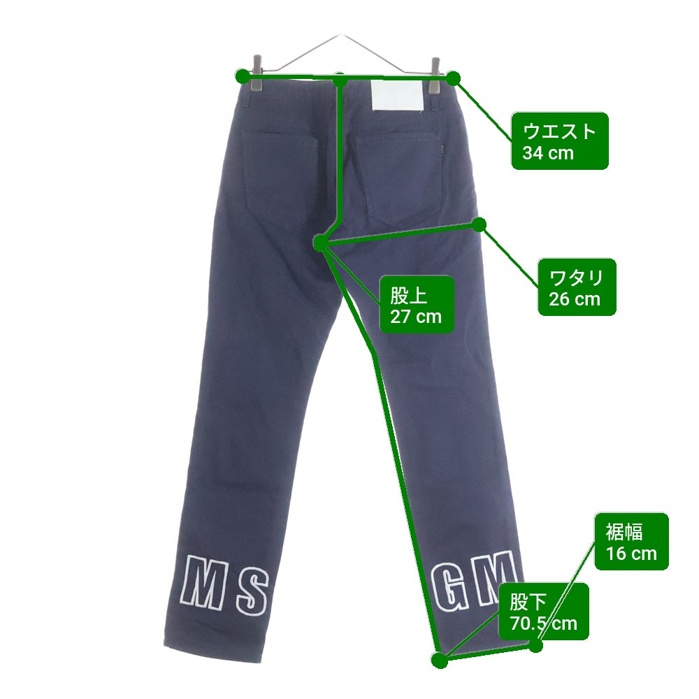 MSGM(エムエスジーエム) STRAIGHT DENIM PANTS 2541MDP49L ロゴ刺繍ストレートデニムパンツ ネイビー レディース