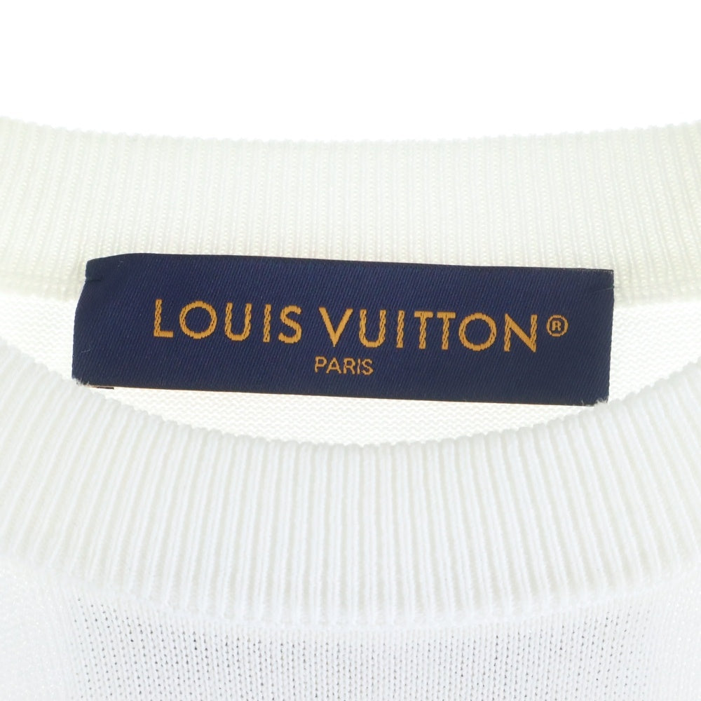 LOUIS VUITTON(ルイヴィトン) 23AW Logo Printed Tee フロントロゴデザイン クルーネック半袖Tシャツカットソー コットン ニット ホワイト RM232M HA0 HPN30W