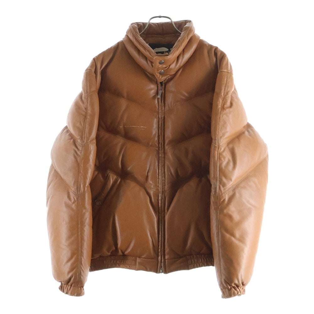 A BATHING APE(アベイシングエイプ) 2004 ×PEEL SLOWLY AND SEE LEATHER CLASSIC DOWN JACKET ピールスローリーアンドシー シープスキン ダブルジップ レザーダウンジャケット ブラウン