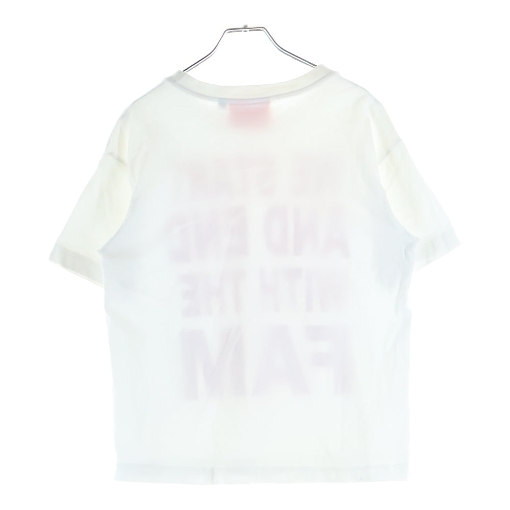 La FAM(ラファム) WE START AND END MITH THE FAM PRINT T-SHIRT フロントロゴプリント クルーネック半袖Tシャツカットソー ホワイト
