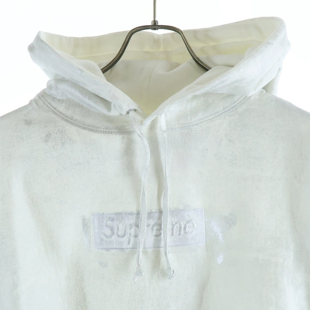 SUPREME(シュプリーム) 24SS ×MM6 Maison Margiela Foil Box Logo Hooded Sweatshirt エムエムシックスメゾンマルジェラ ボックスロゴ スウェット プルオーバーパーカー ホワイト