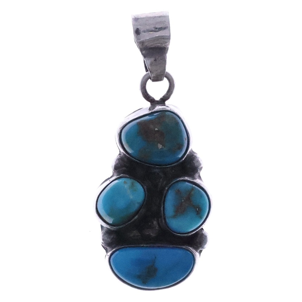INDIAN JEWELRY(インディアンジュエリー) NAVAJO ナバホ族 B刻印 ターコイズ ネックレスペンダントトップ シルバー