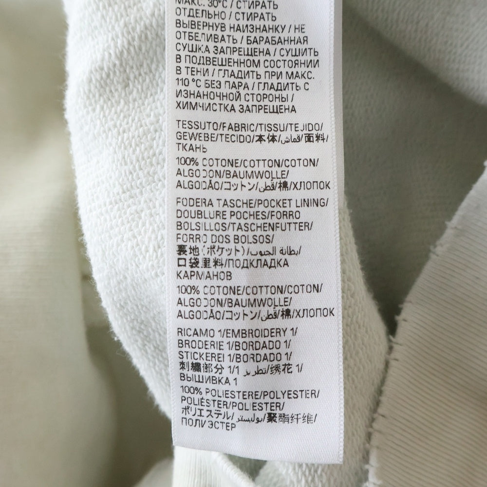 BALENCIAGA(バレンシアガ) 23SS SKATER HOODIE クラッシュダスト加工ワッペンプルオーバースウェットパーカー アイボリー 739024 TOVN3