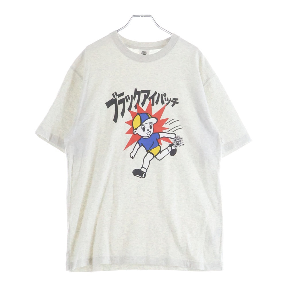 THE BLACK EYE PATCH(ブラックアイパッチ) 22SS CHILDREN AT PLAY TEE 飛び出し注意 プリント クルーネック 半袖シャツ グレー