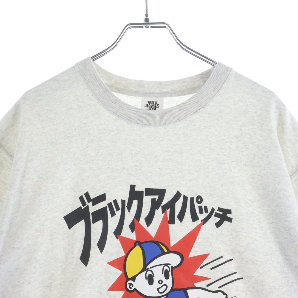 THE BLACK EYE PATCH(ブラックアイパッチ) 22SS CHILDREN AT PLAY TEE 飛び出し注意 プリント クルーネック 半袖シャツ グレー