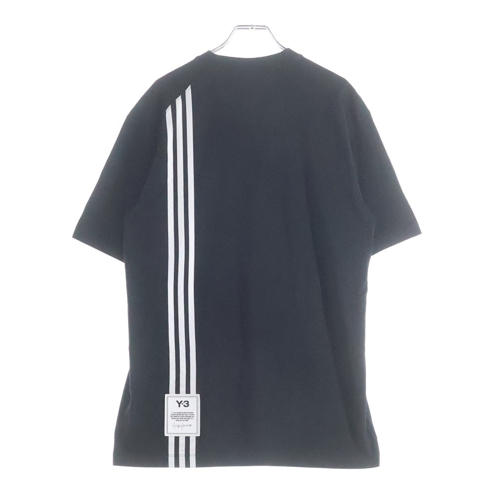 Y-3(ワイスリー) M3 STP S/S Tee バック 3ストライプ ラバーロゴ クルーネック 半袖Tシャツ カットソー ブラック H16334