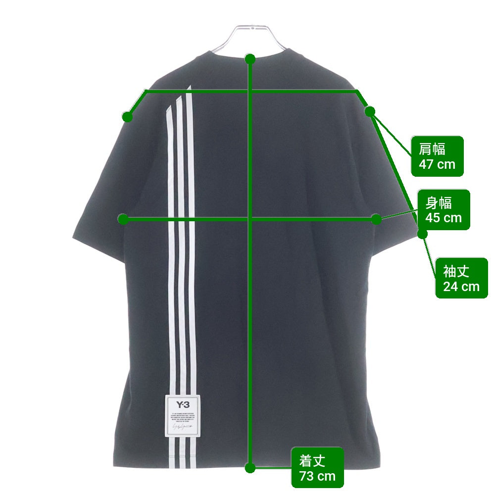 Y-3(ワイスリー) M3 STP S/S Tee バック 3ストライプ ラバーロゴ クルーネック 半袖Tシャツ カットソー ブラック H16334
