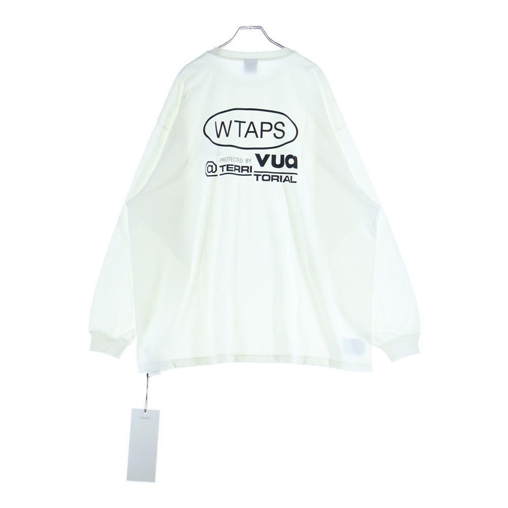 WTAPS(ダブルタップス) 25AW PROTECTED BY L/S COTTON TEE ロゴプリント クルーネック長袖Tシャツカットソー ホワイト 252ATDT-LTM02S