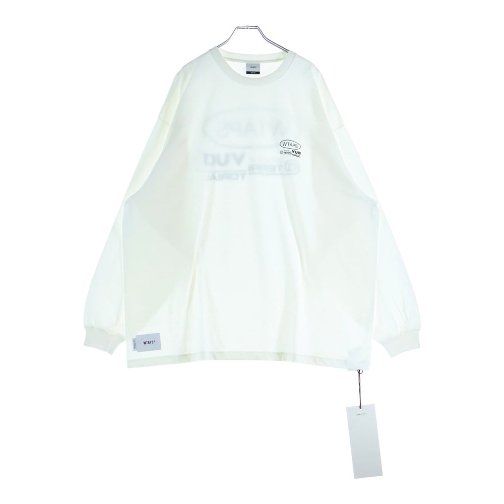 WTAPS(ダブルタップス) 25AW PROTECTED BY L/S COTTON TEE ロゴプリント クルーネック長袖Tシャツカットソー ホワイト 252ATDT-LTM02S