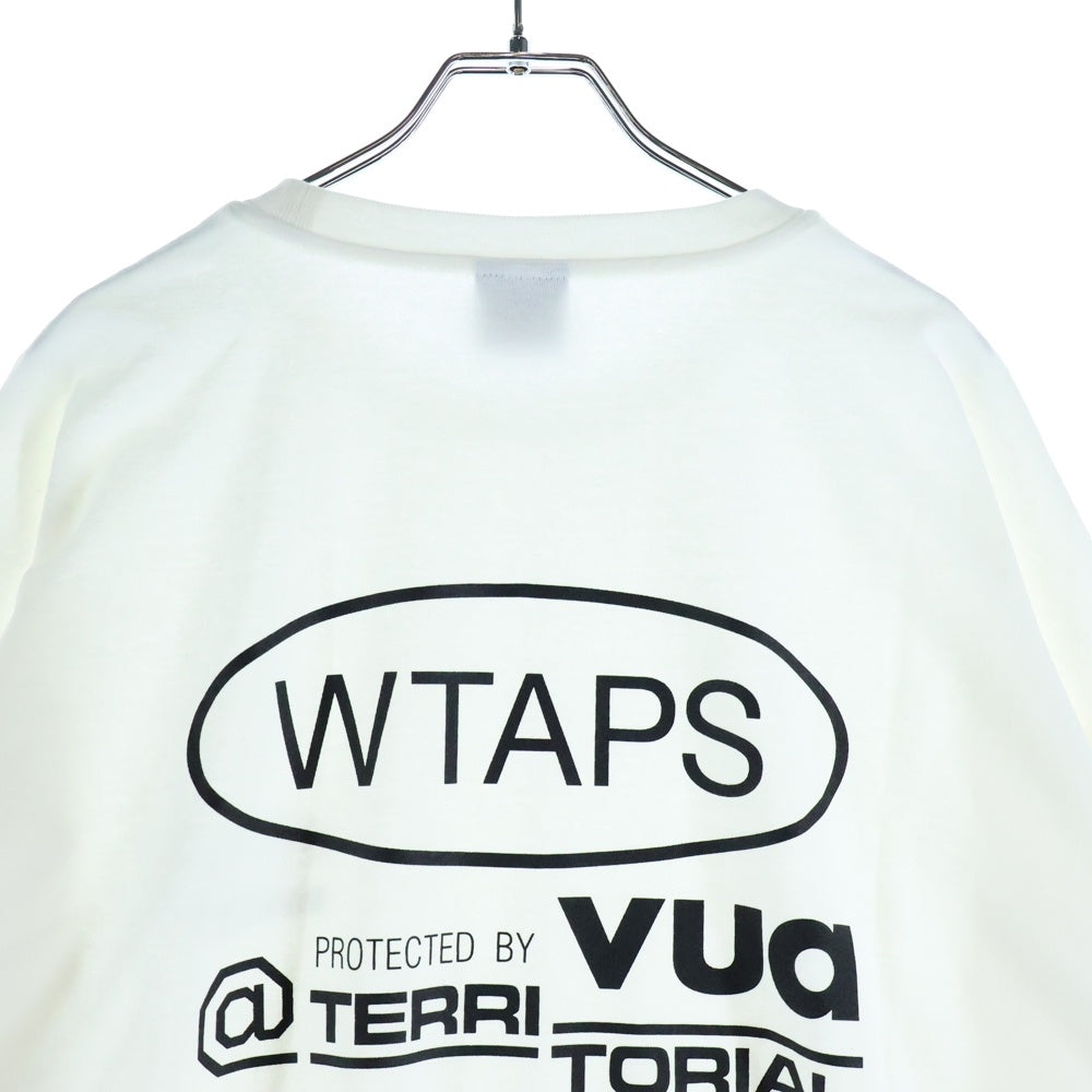 WTAPS(ダブルタップス) 25AW PROTECTED BY L/S COTTON TEE ロゴプリント クルーネック長袖Tシャツカットソー ホワイト 252ATDT-LTM02S