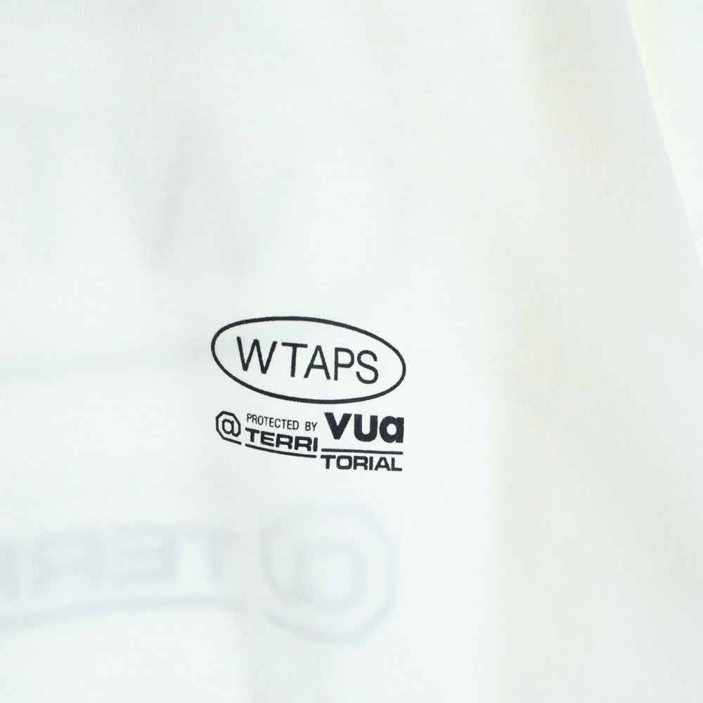 WTAPS(ダブルタップス) 25AW PROTECTED BY L/S COTTON TEE ロゴプリント クルーネック長袖Tシャツカットソー ホワイト 252ATDT-LTM02S