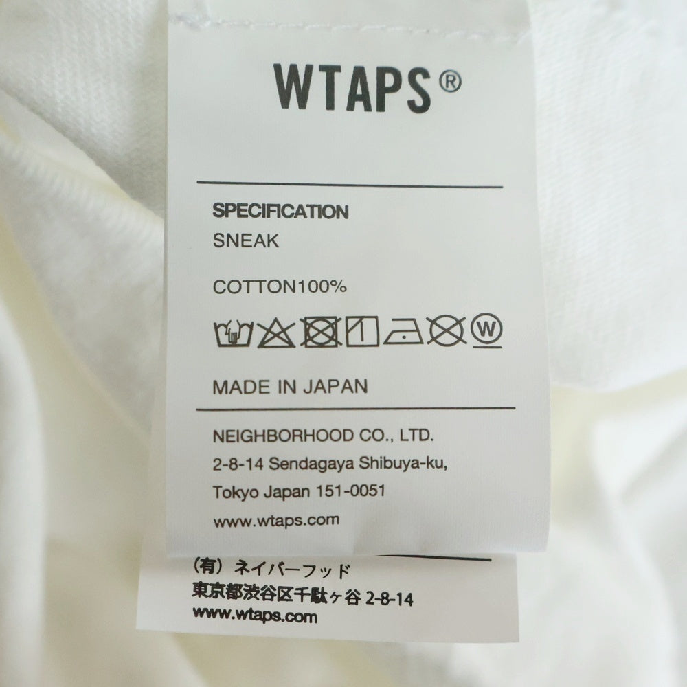 WTAPS(ダブルタップス) 25AW PROTECTED BY L/S COTTON TEE ロゴプリント クルーネック長袖Tシャツカットソー ホワイト 252ATDT-LTM02S