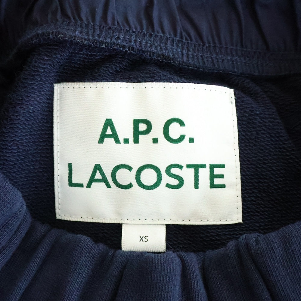 LACOSTE(ラコステ) ×A.P.C. XF9889 アーペーセー フロントワンポイントロゴ ドローコード付き スウェットパンツ ネイビー