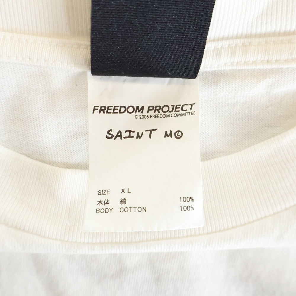 SAINT MICHAEL(セントマイケル) 24SS ×FREEDOMFD SS TEE SM-YS8-0000-C20 フリーダム フロントアニメプリント クルーネック半袖Tシャツカットソー ホワイト