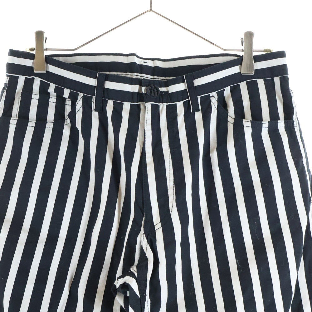 COMME des GARCONS HOMME PLUS(コムデギャルソンオムプリュス) クロップドストライプコットンパンツ ブラック/ホワイト PK-P068