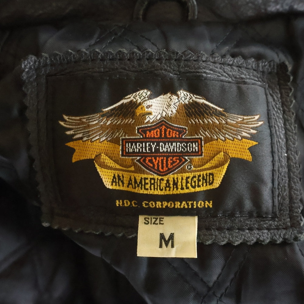 HARLEY DAVIDSON(ハーレーダビッドソン) 90S ヴィンテージ スタッズ 星条旗 バックロゴレザージャケット 革ジャン ライダースジャケット ブラック 40345