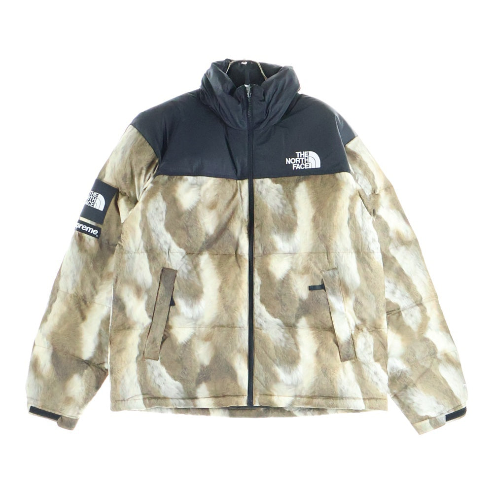 SUPREME(シュプリーム) 13AW ×THE NORTH FACE Fur Print Nuptse Jacket ザノースフェイス ファープリント ヌプシ ダウンジャケット ブラウン ND01340