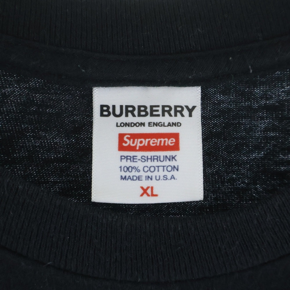 SUPREME(シュプリーム) 22SS ×BURBERRY Box Logo Tee バーバリー ボックスロゴ クルーネック半袖Tシャツカットソー ブラック